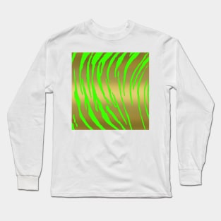 Gold Tiger Stripes Green Long Sleeve T-Shirt